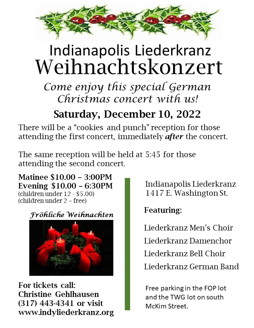 Indianapolis Liederkranz Weihnachtskonzert 2022 (Matinee)
