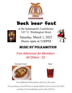 Indianapolis Liederkranz Bock Beer Fest 2025 Flyer