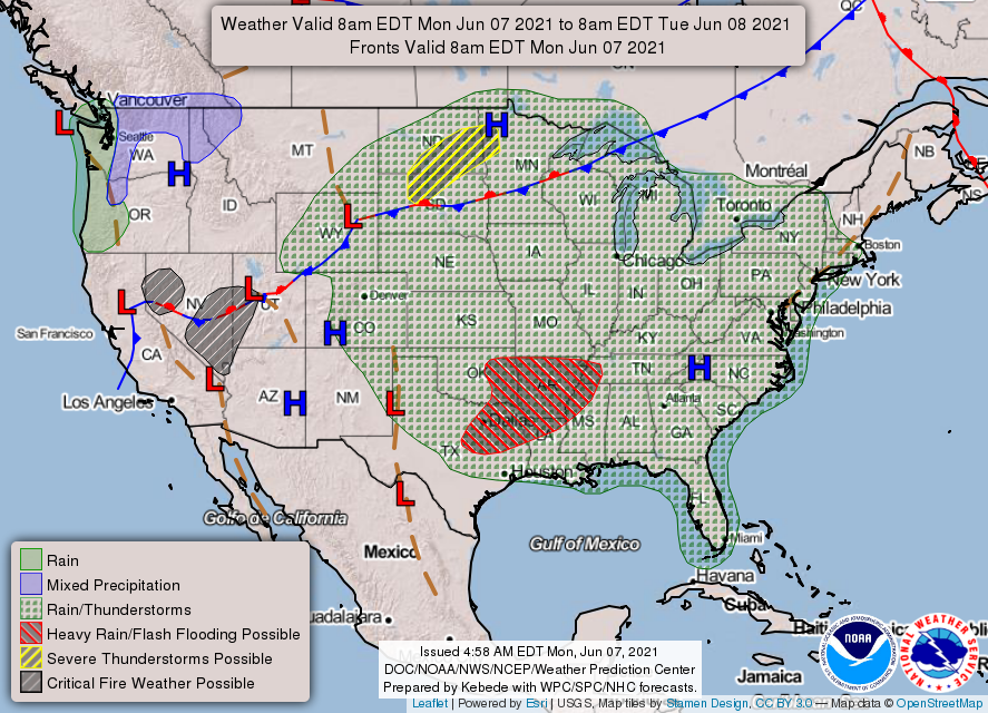 Indianapolis Weather Forecast for June 7, 2021 - Showers, High 82