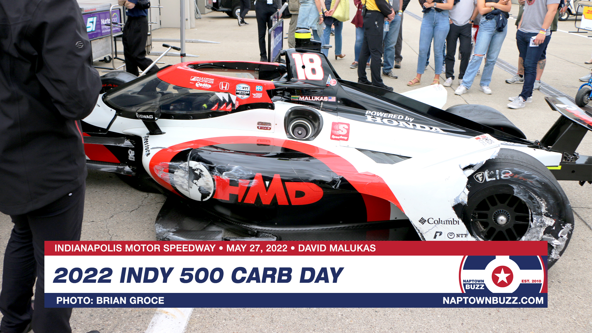 Indy 500 Carb Day May 27, 2022 David Malukas Car Crash