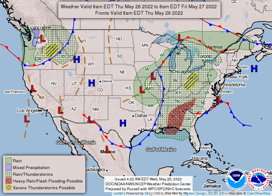 United States 3-Day Forecast for May 25, 2022 (Day 2)
