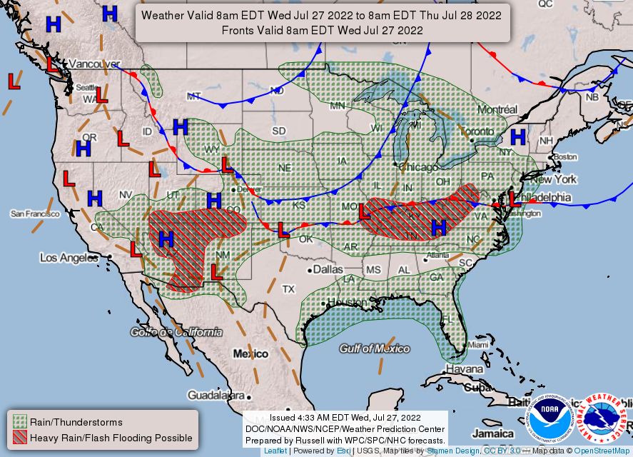 United States 3-Day Forecast for July 27, 2022 (Day 1)