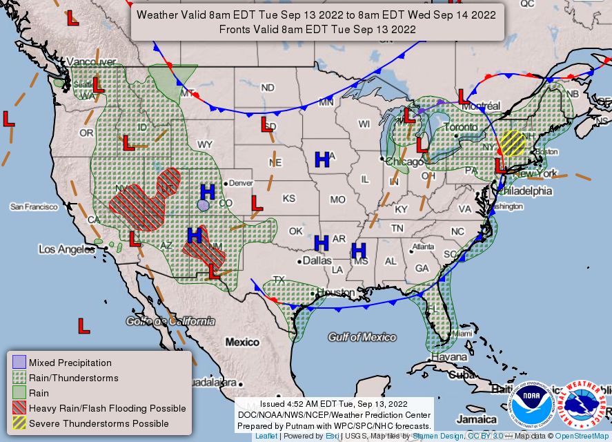 United States 3-Day Forecast for September 13, 2022 (Day 1)
