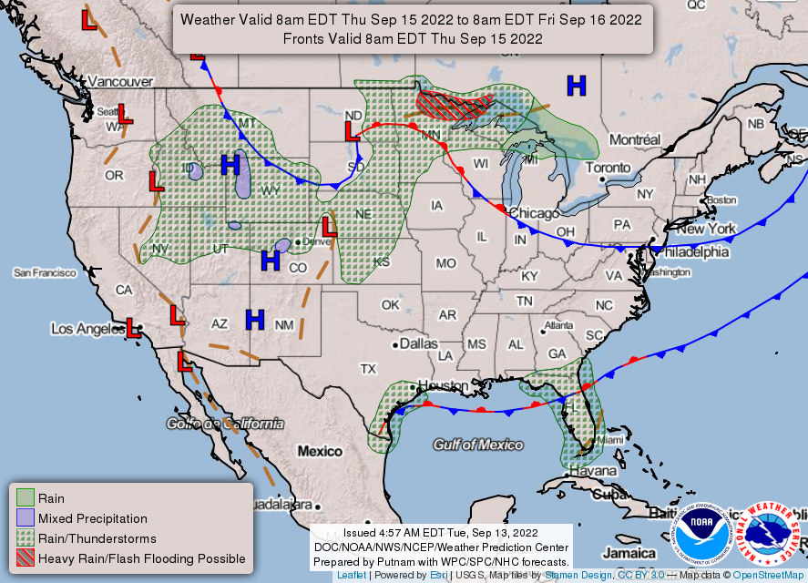 United States 3-Day Forecast for September 13, 2022 (Day 3)