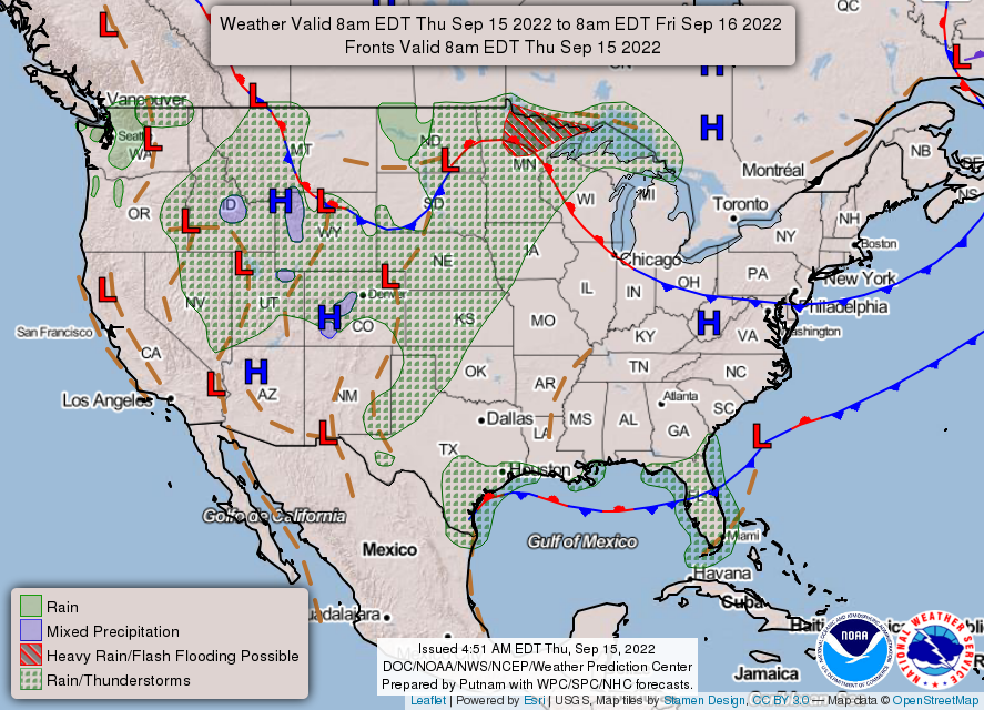 United States 3-Day Forecast for September 15, 2022 (Day 1)