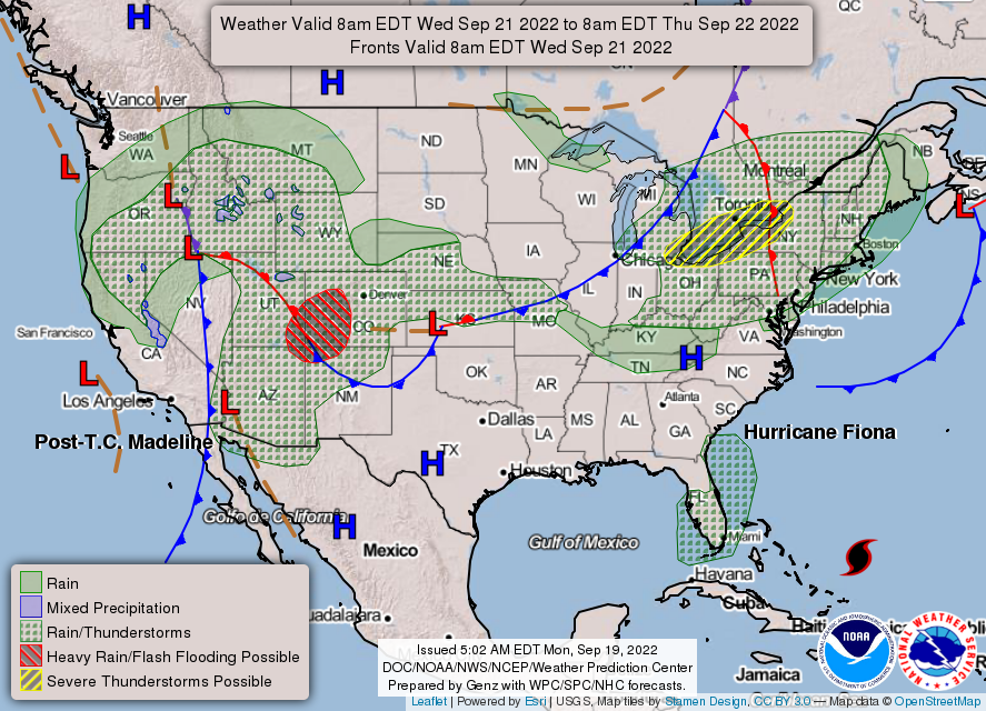 United States 3-Day Forecast for September 19, 2022 (Day 3)