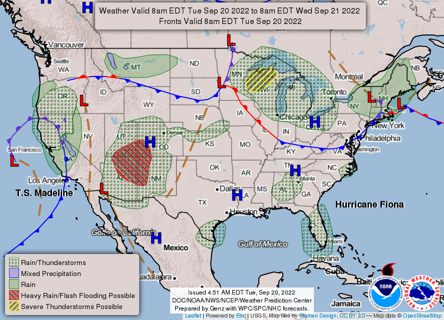 United States 3-Day Forecast for September 20, 2022 (Day 1)