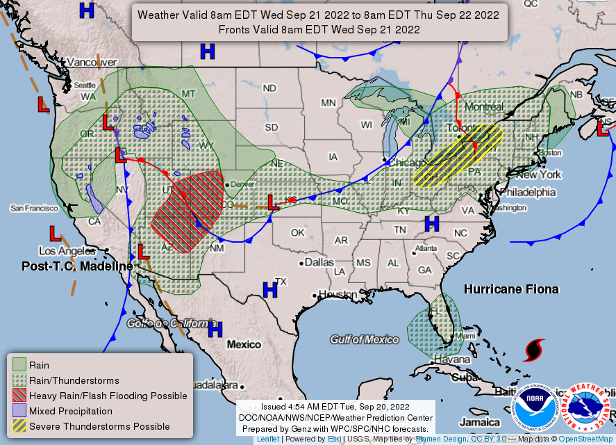 United States 3-Day Forecast for September 20, 2022 (Day 2)