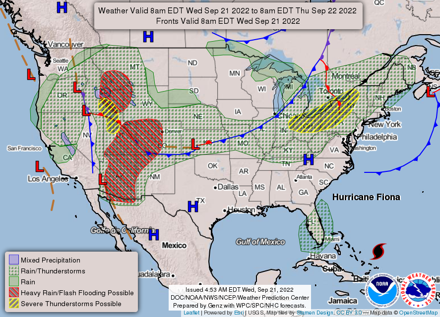 United States 3-Day Forecast for September 21, 2022 (Day 1)
