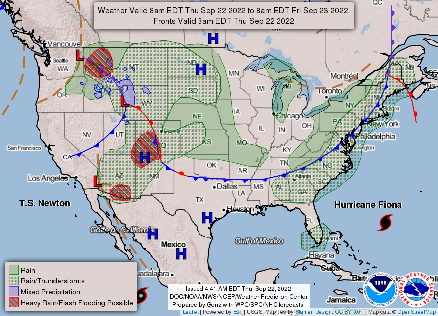 United States 3-Day Forecast for September 22, 2022 (Day 1)