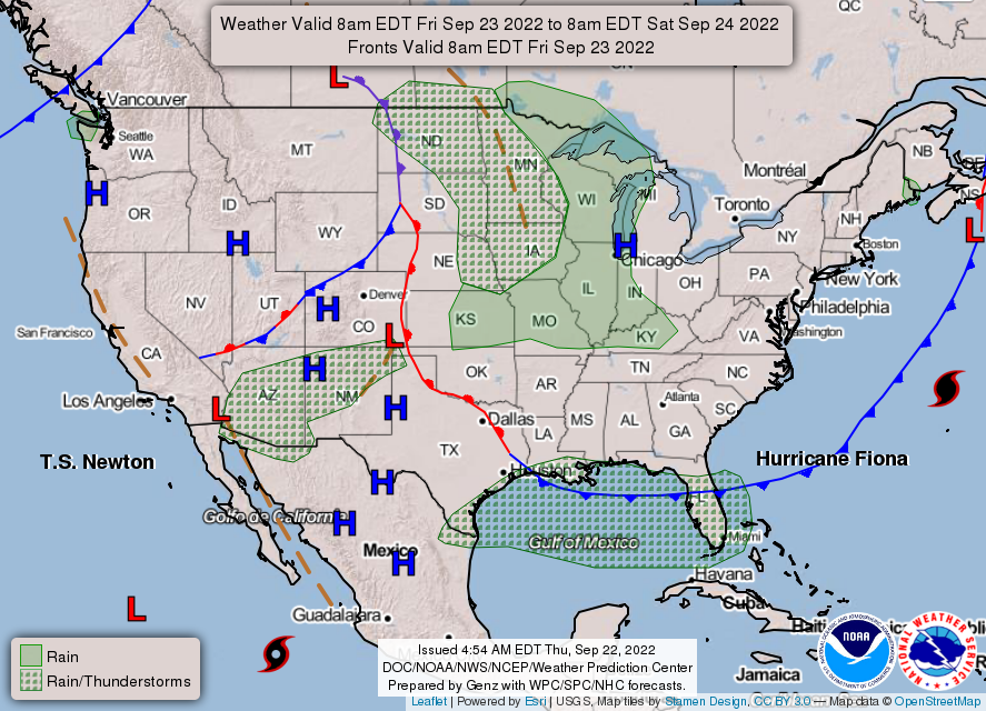 United States 3-Day Forecast for September 22, 2022 (Day 2)