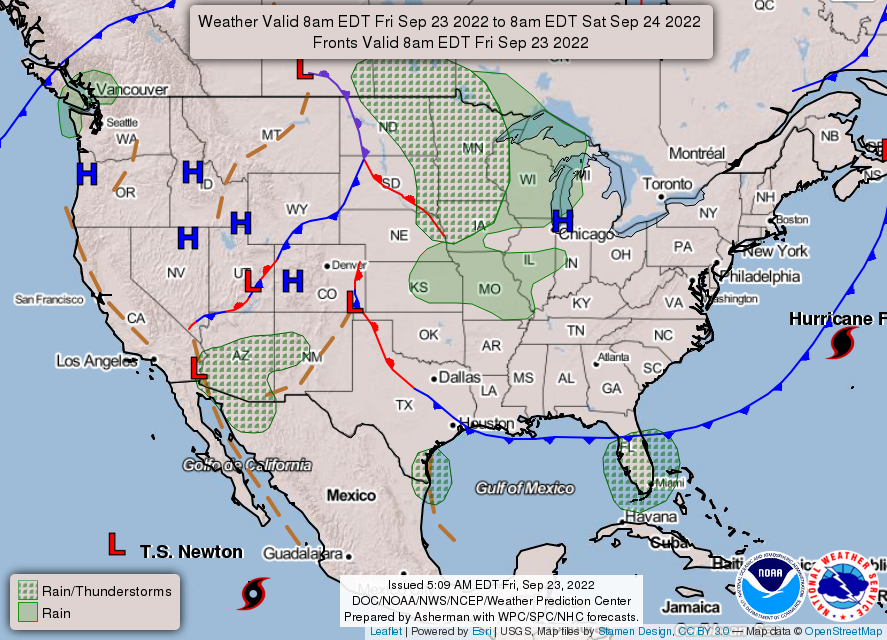 United States 3-Day Forecast for September 23, 2022 (Day 1)