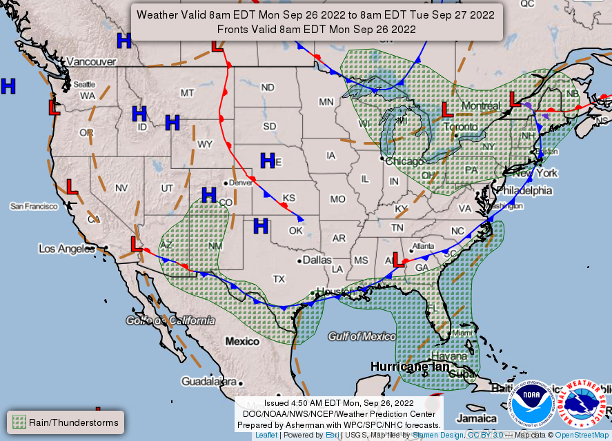 United States 3-Day Forecast for September 26, 2022 (Day 1)