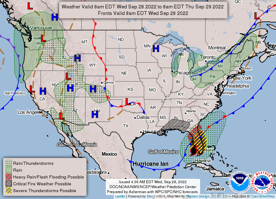 United States 3-Day Forecast for September 28, 2022 (Day 1)