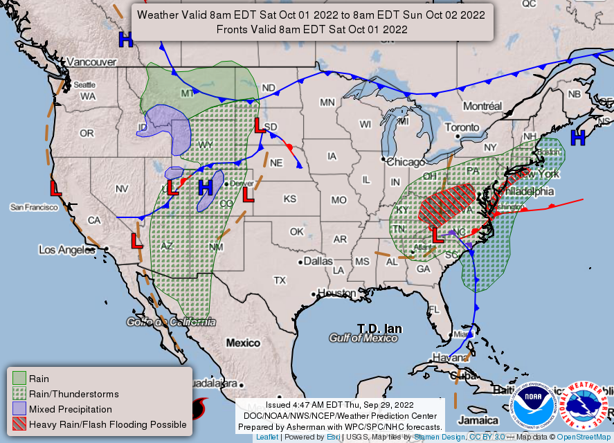 United States 3-Day Forecast for September 29, 2022 (Day 3)