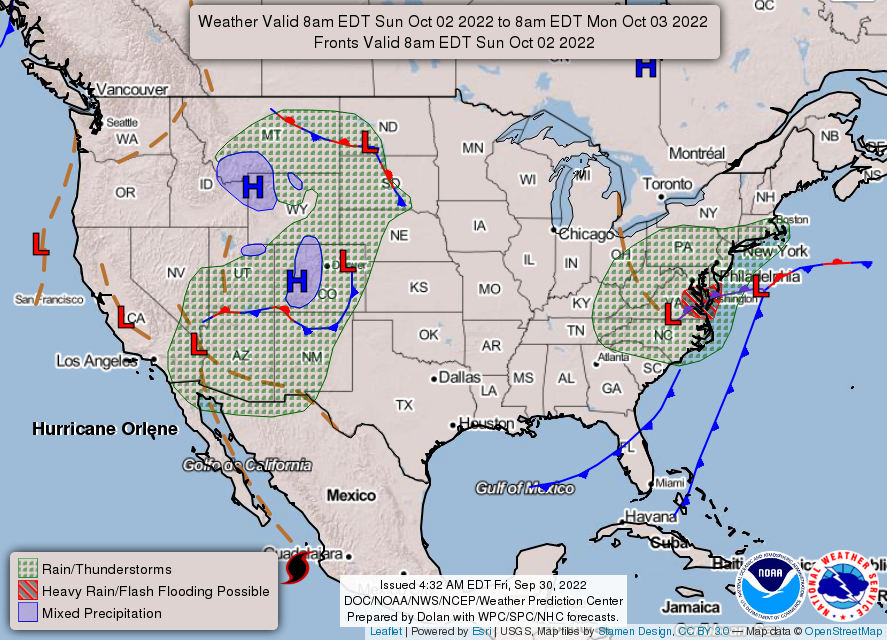 United States 3-Day Forecast for September 30, 2022 (Day 3)