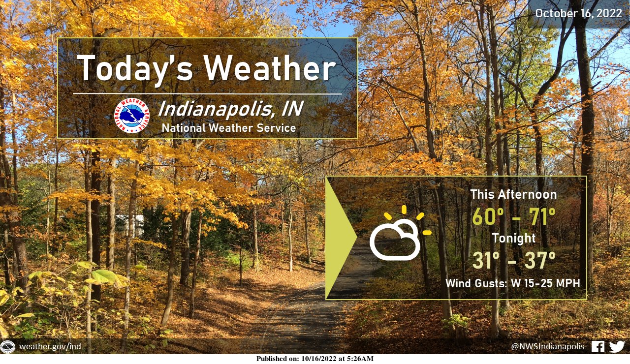 October 16, 2022, Indianapolis, Indiana Weather Forecast