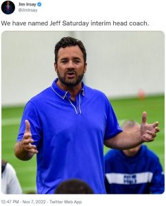Indianapolis Colts Name Jeff Saturday Interim Head Coach