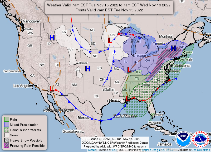 United States 3-Day Forecast for November 15, 2022 (Day 1)