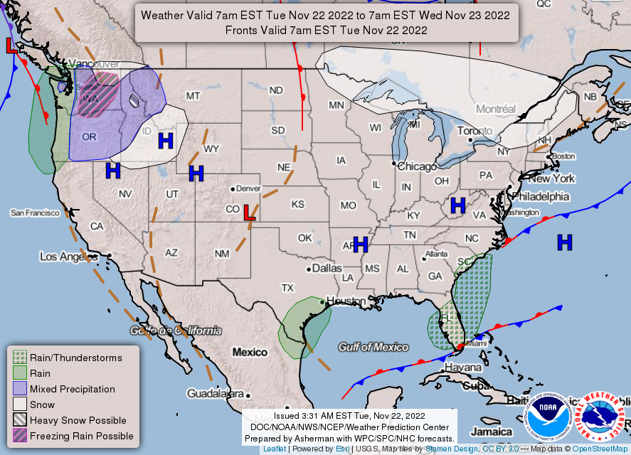 United States 3-Day Forecast for November 22, 2022 (Day 1)