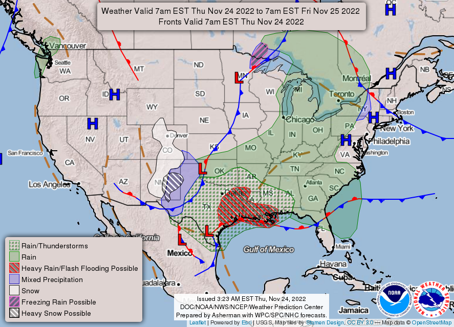 United States 3-Day Forecast for November 24, 2022 (Day 1)