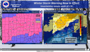 January 24, 2023, Indianapolis, Indiana Weather Forecast-Winter Storm Warning