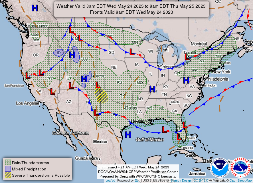 United States 3-Day Forecast for May 24, 2023 (Day 1)
